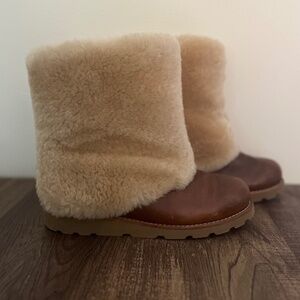 UGG Leather and Fur Brown Boots
